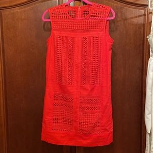J.Crew NWT XS embroidered/perforated/vintage/retro/red/midi/cotton/class…